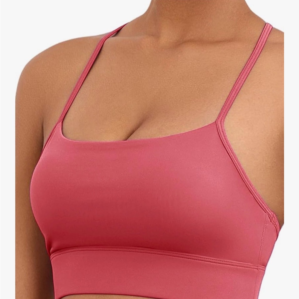 AegisChic Womens Y Sports Bra with Removable Cups, pink, Size medium